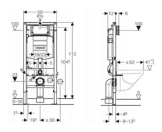 GEBERIT STELAŻ podtynkowy WC DUOFIX SIGMA UP320 H112