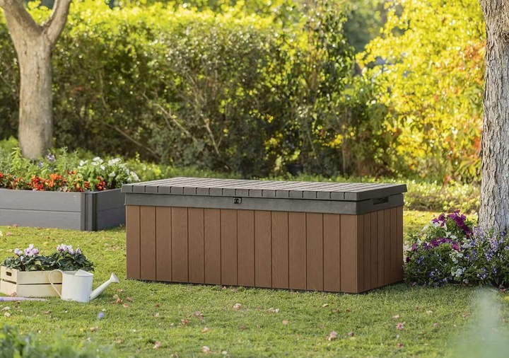 Skrzynia balkonowa ogrodowa DARWIN BOX pojemna 380L Brąz na balkon