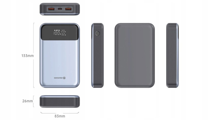 Powerbank 20000 mAh 100W do laptopa smartfona 2x USB-A 1x USB-C KOMPAKTOWY