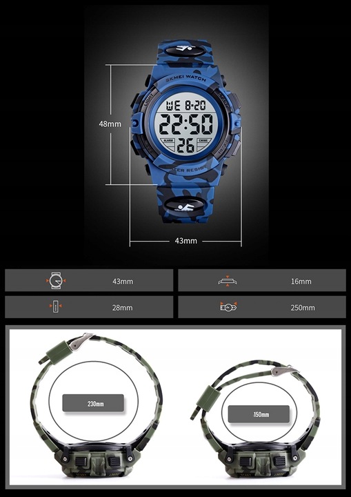 Zegarek dziecięcy SKMEI militarny wiele funkcji elektroniczny