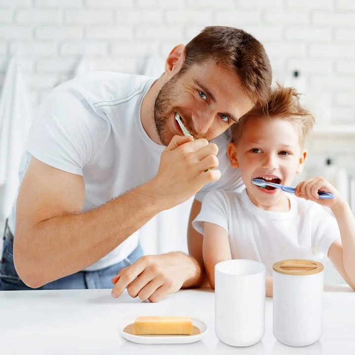 ZESTAW ŁAZIENKOWY 6 ELEMENTÓW AKCESORIA DO WC KOSZ DOZOWNIK BIAŁY KOMPLET