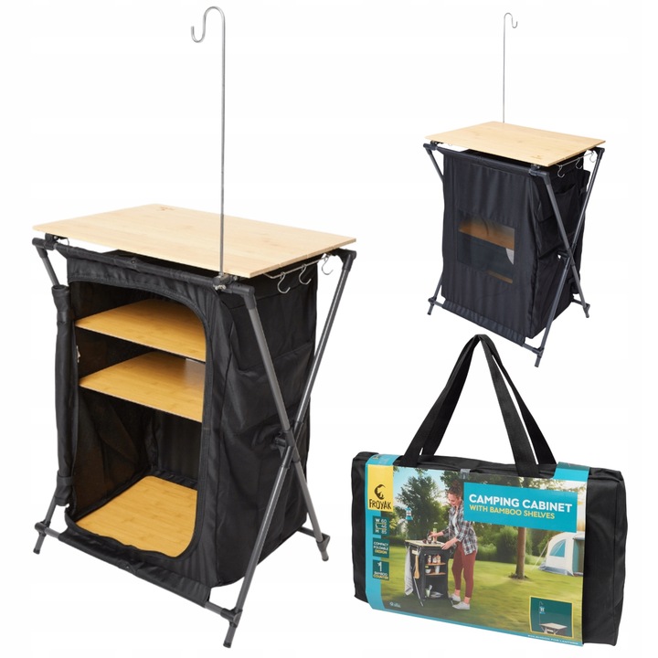 Stół turystyczny Froyak 46 x 60 x 85 cm czarny idealny na biwak