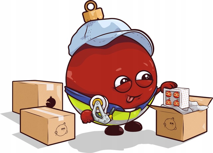 ZESTAW 3 szt. Bombka choinkowa ręcznie malowana - Dzwonek czerwony