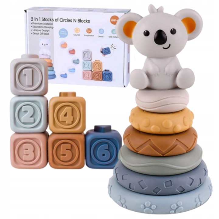 Klocki Sensoryczne Miękkie Gumowe Kreatywne Gryzaki Zestaw Wieża dla Dzieci