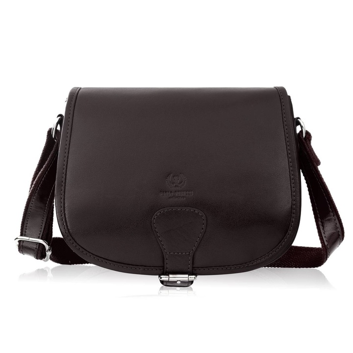 Torebka damska skórzana listonoszka ze skóry licowej brązowa Paolo Peruzzi