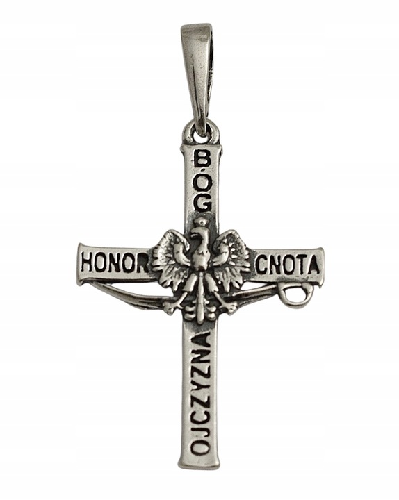 Krzyżyk Srebrny Męski Oksydowany z Orłem pr 925 Grawer Gratis