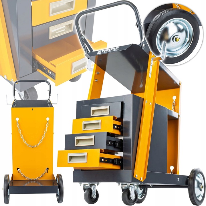 WÓZEK SPAWALNICZY DO SPAWAREK Z PÓŁKĄ NA BUTLE SZUFLADY MOBILNY 76x85x40cm