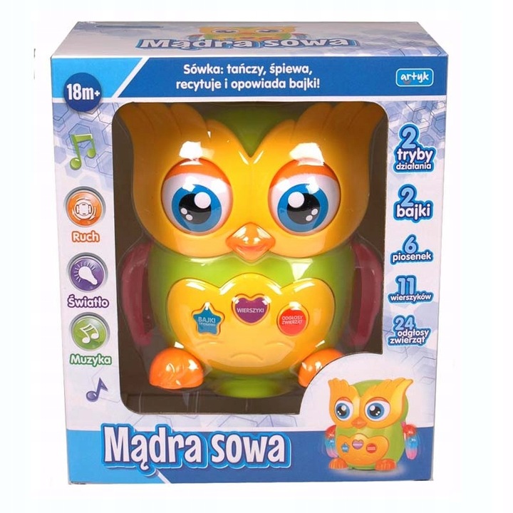 NA PREZENT Mądra Sowa Interaktywna Opowiada bajki chodzi