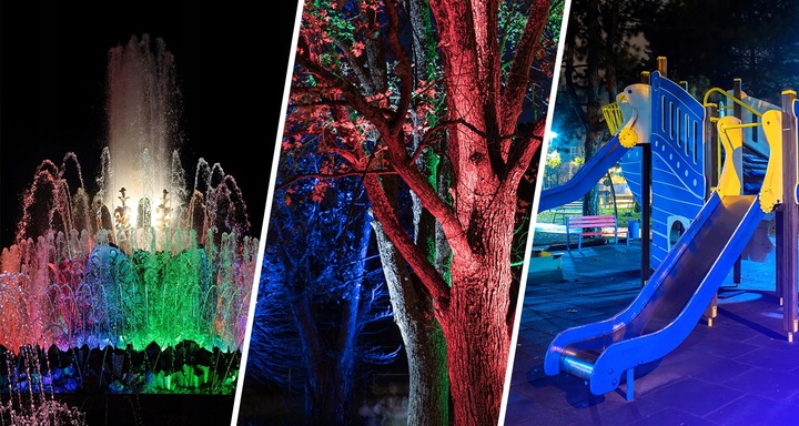 ZEWNĘTRZNE KOLOROWE OŚWIETLENIE LED ŚWIĄTECZNE LAMPKA ILUMINACJA FLASH IP66