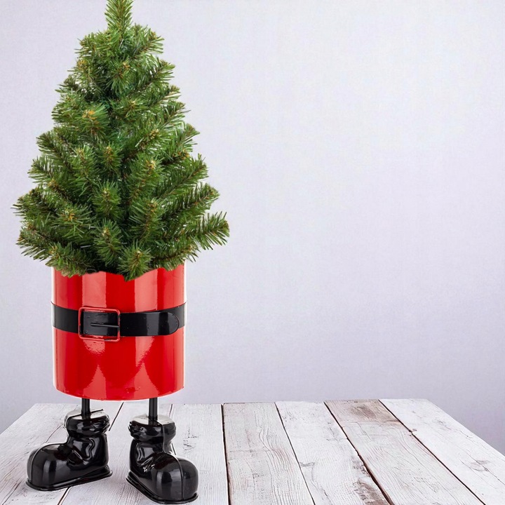 Osłonka Doniczka Świąteczna figurka Mikołaj stojak na choinkę 26 cm