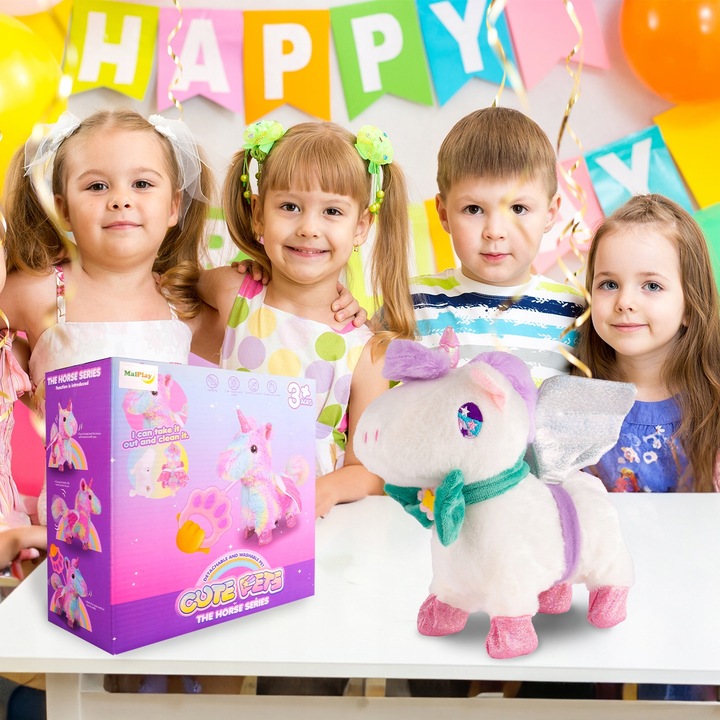 JEDNOROŻEC INTERAKTYWNY MASKOTKA KONIK CHODZI NA SMYCZY NA BATERIĘ