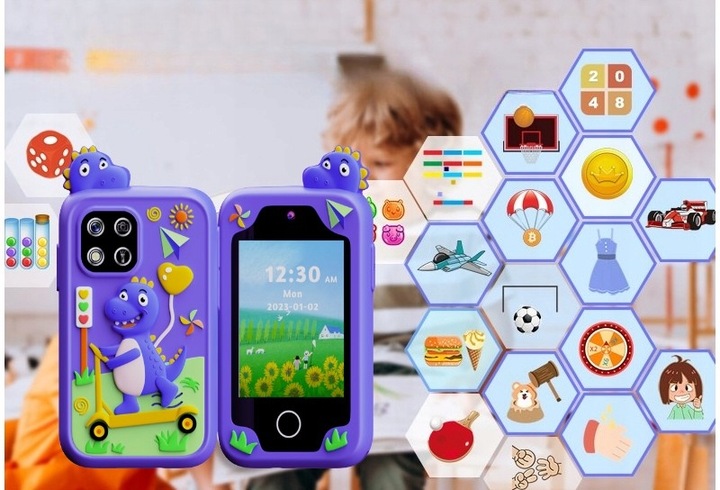 TELEFON DLA DZIECI SMARTFON ZABAWKOWY KAMERA LATARKA GRY POLSKIE MENU SMYCZ