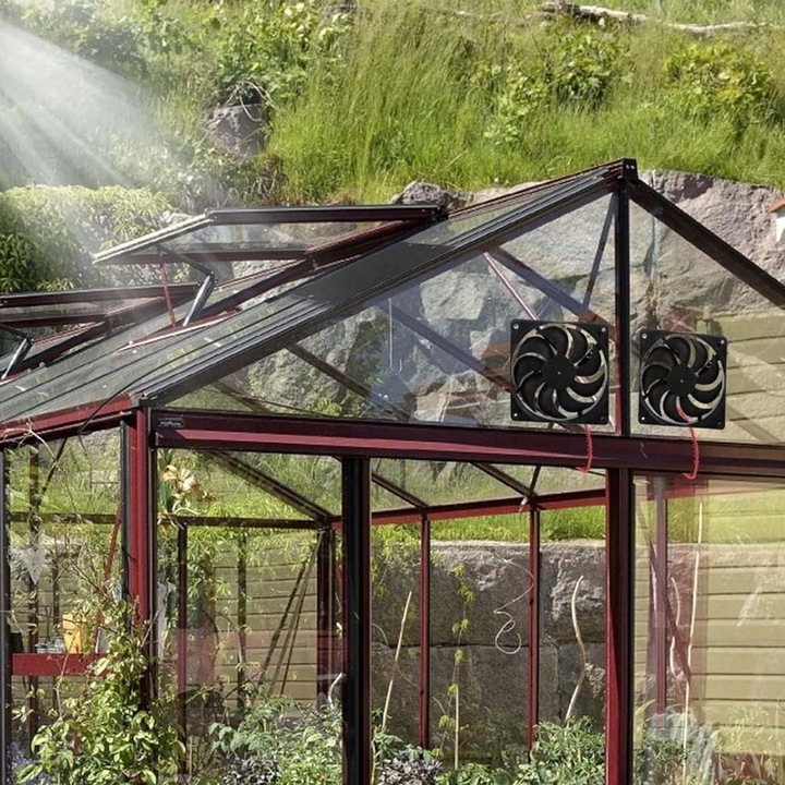 ZEWNĘTRZNY PANEL SOLARNY WENTYLATOR 10W PODWÓJNY WYDECH DO SZKLARNI KURNIKA