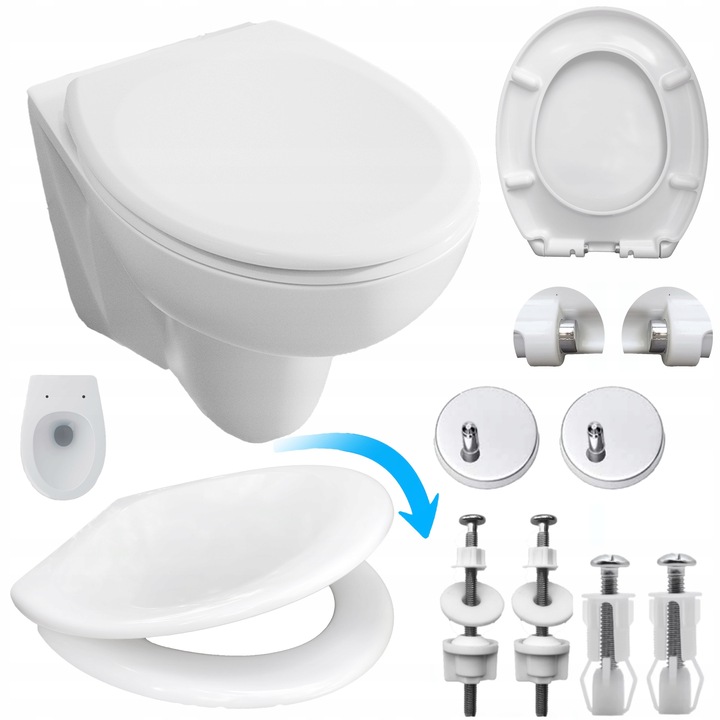 Deska sedesowa wolnoopadająca WC twardy duroplast uniwersalna wypinana kołk