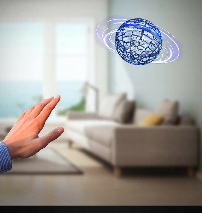LATAJĄCY DYSK UFO MINI DRON PIŁKA KULA ŚWIECĄCA LED FLYNOVA SPINNER KULA