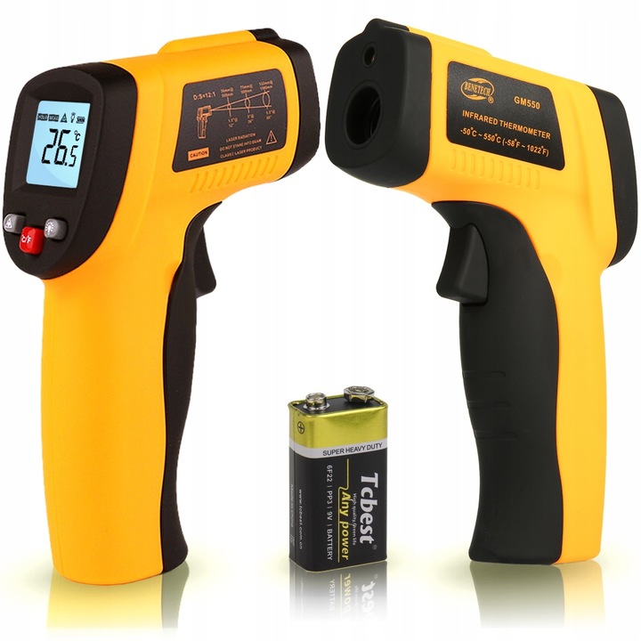 PIROMETR TERMOMETR LASEROWY BEZDOTYKOWY MIERNIK NA PODCZERWIEŃ -50 +550°C