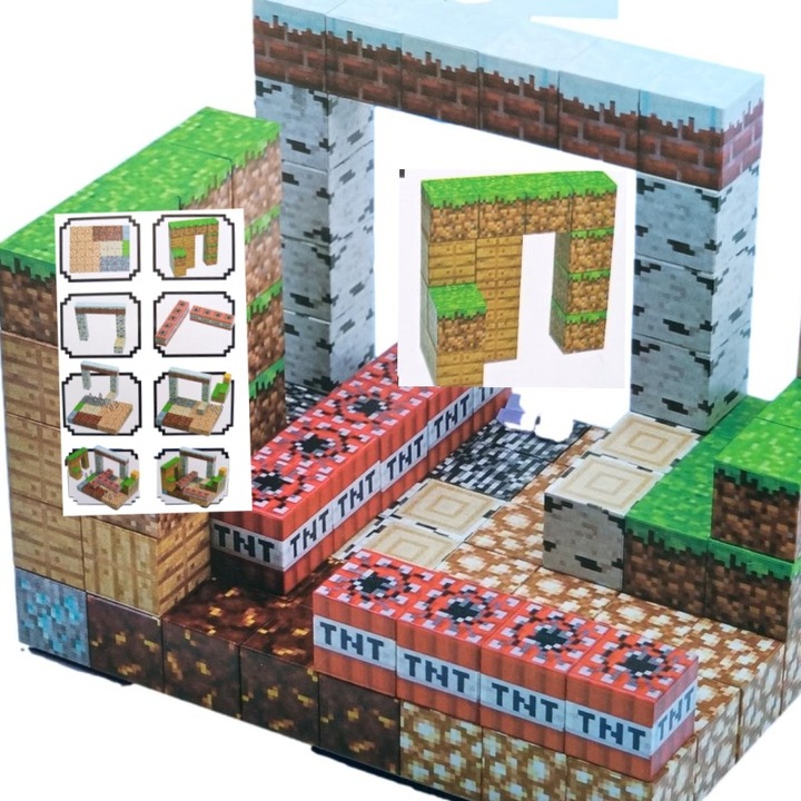 KLOCKI MAGNETYCZNE MOCNE KLOCKI SZEŚCIANY 100 SZT 2 x LUDZIK KLOCKI PIKSELE