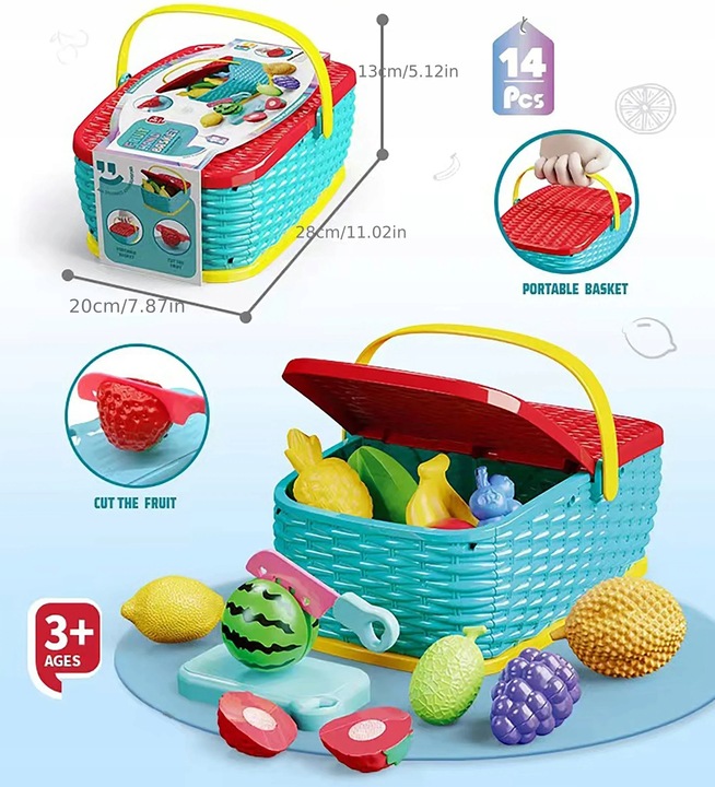 ZESTAW KOSZYK Z PRODUKTAMI OWOCE NA RZEPY DO KROJENIA SKLEP KUCHNIA