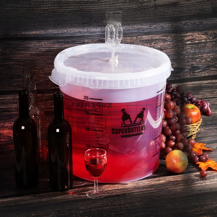 FERMENTATOR WIADRO FERMENTACYJNE 30 L na WINO PIWO z POKRYWĄ SKALĄ RURKĄ