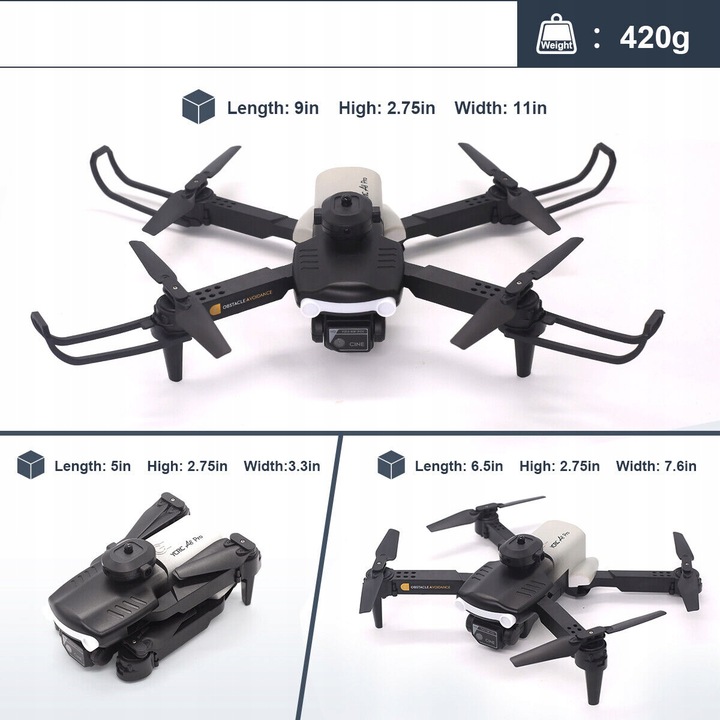DRON Z KAMERĄ 4K DLA DOROSŁYCH 360° OMIJANIE PRZESZKÓD WIFI SKŁADANY DRON