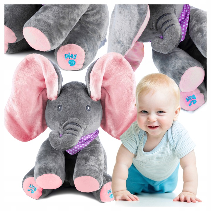 Słoń Pluszak Peek-A-Boo Zabawa W Chowanego Dla Dzieci Interaktywna Prezent