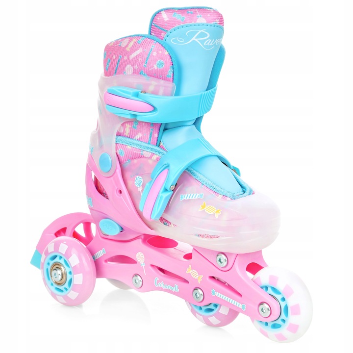 Rolki Wrotki 3w1 Regulowane RAVEN Caramell 34-37 Kółko LED