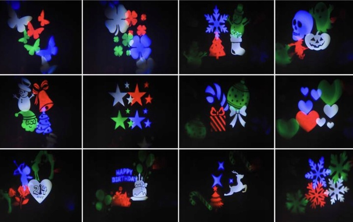 PROJEKTOR ŚWIĄTECZNY LASEROWY EFEKTY RUCHOMY NA DOM PŁATKI ŚNIEGU LED MOC