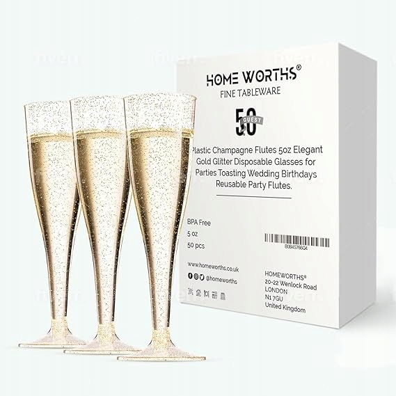 JEDNORAZOWE KIELISZKI DO SZAMPANA plastikowe 48 SZT NA STOPCE zestaw