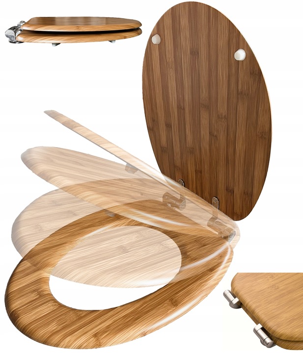 DESKA WC SEDESOWA KLOZETOWA TOALETOWA WOLNOOPADAJACA UNIWERSALNA MDF bambus