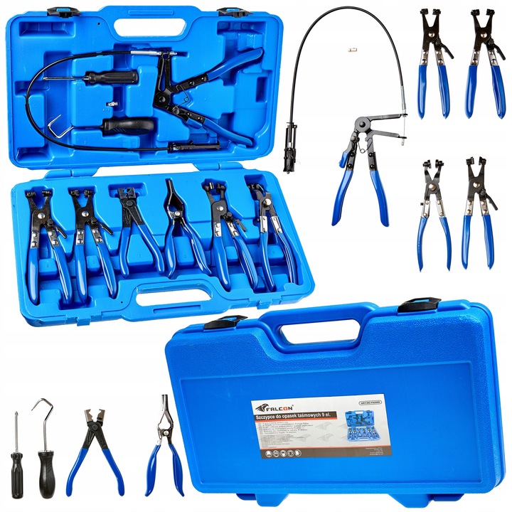 SZCZYPCE DO OPASEK ZACISKOWYCH ZESTAW 9 ELEMENTÓW OSŁON SZCZYPIEC CLICK-R