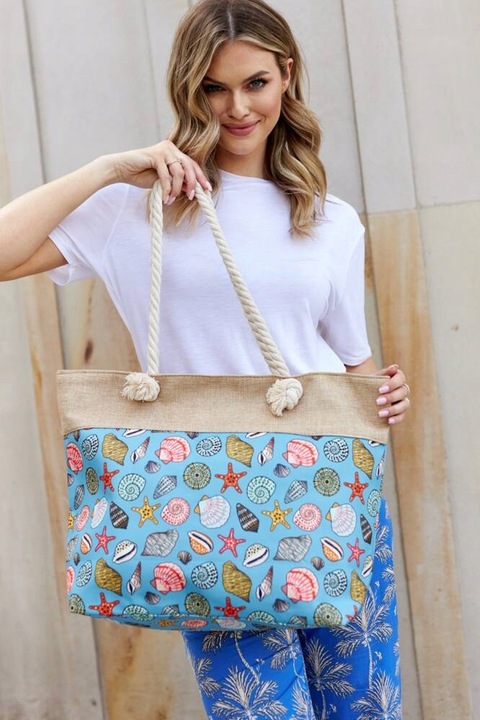 Torba Plażowa Duża Zapinana Na Zamek Torebka Shopper z Podszewką Piknik XXL