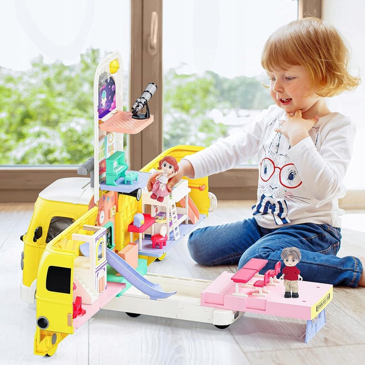 AUTOBUS SZKOLNY JEŹDZIK 2W1 DOMEK SZKOŁA DLA LALEK AKCESORIA