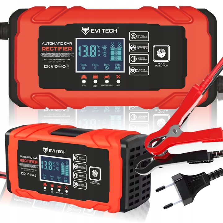 Prostownik do akumulatorów samochodowy 12V 24V AUTOMATYCZNY funkcja NAPRAWY