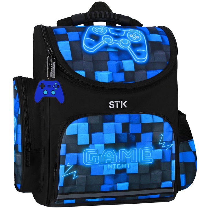 TORNISTER PLECAK SZKOLNY DLA CHŁOPCA GRACZA PIXEL GRA NIEBIESKI PAD W PADY