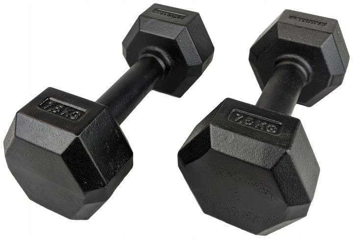 ŻELIWNA HANTLA HEXAGONALNA HEX 2x7,5 KG ZESTAW