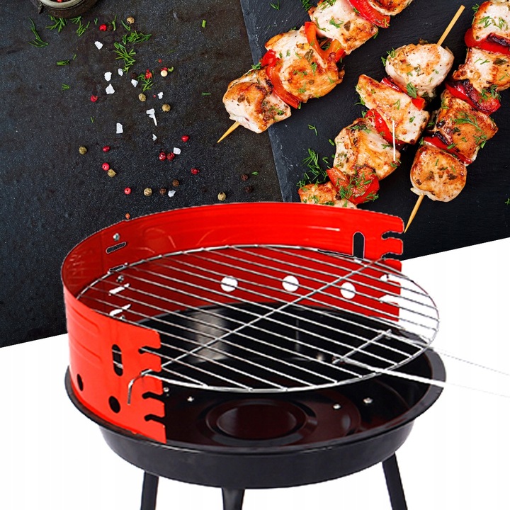GRILL OGRODOWY TURYSTYCZNY PRZENOŚNY OKRĄGŁY WĘGLOWY KLASYCZNY KEMPINGOWY