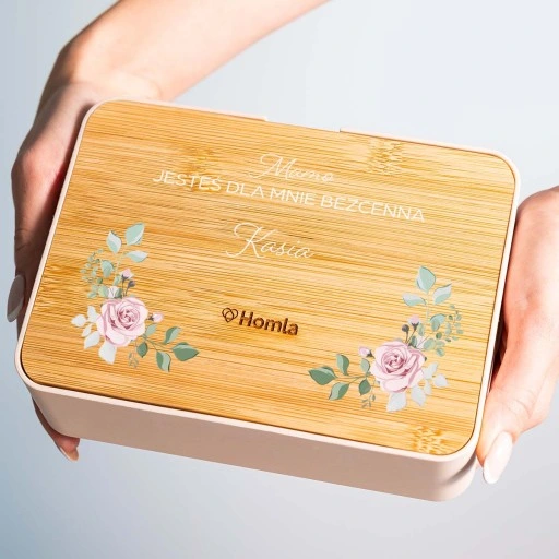 Organizer pojemnik różowy z lusterkiem NADRUK własny PREZENT URODZINY