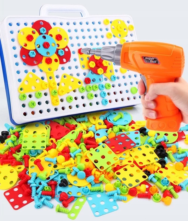 KREATYWNE PUZZLE KLOCKI KONSTRUKCYJNE 3D WKRĘTARKA WALIZKA 237 elem.