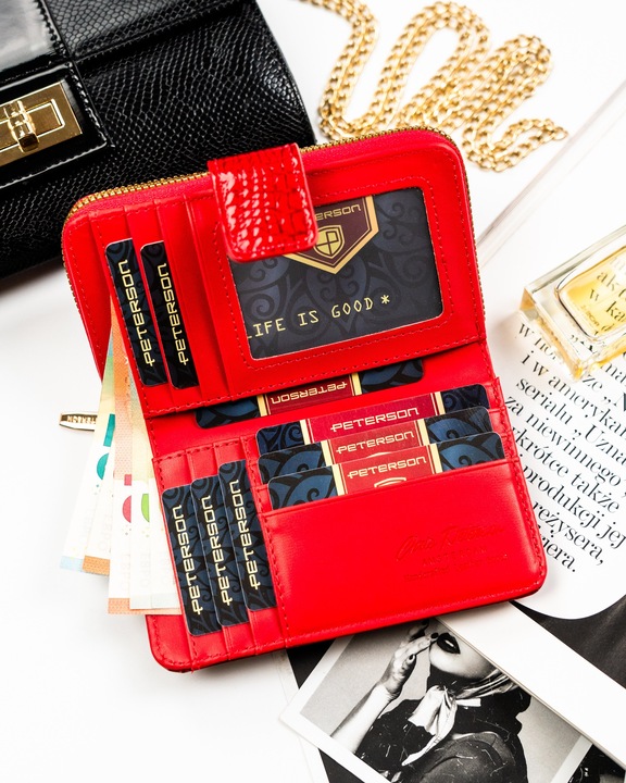 Portfel damski Peterson na zatrzask elegancki pojemny suwak na prezent