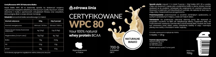 Certyfikowane Białko WPC 80 naturalne białko z BCAA