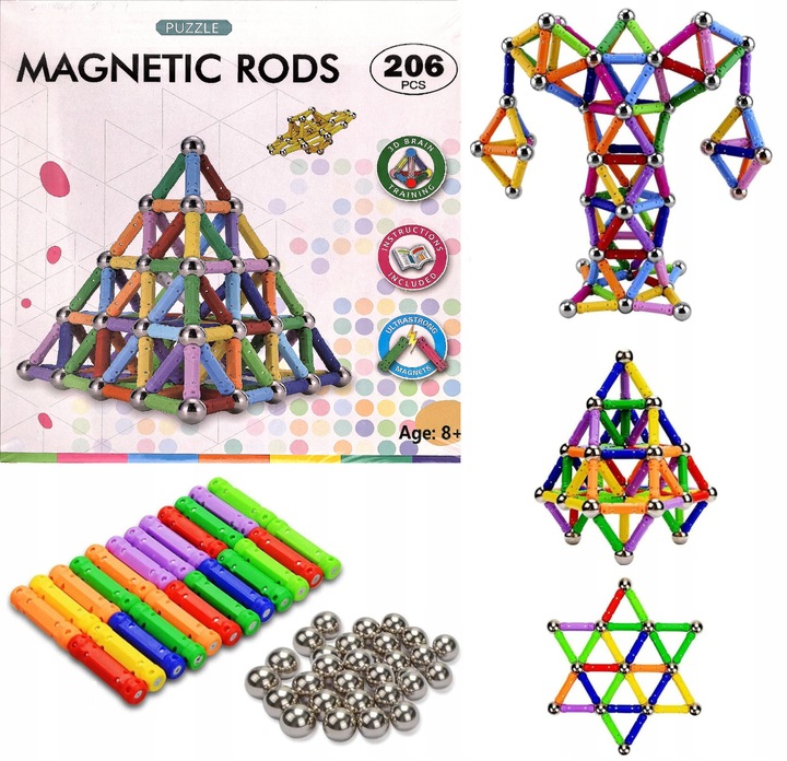 Klocki Magnetyczne Neocube Kulki Konstrukcyjne mega zestaw XXXL 206 el