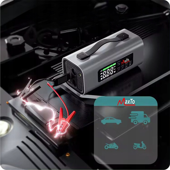 Jump Starter Booster Kompresor Samochodowy Dmuchawa Powerbank