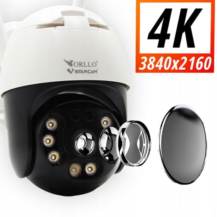 Kamera WiFi IP 8 Mpx 4K Zewnętrzna Obrotowa Bezprzewodowa ORLLO Z20 CHMURA