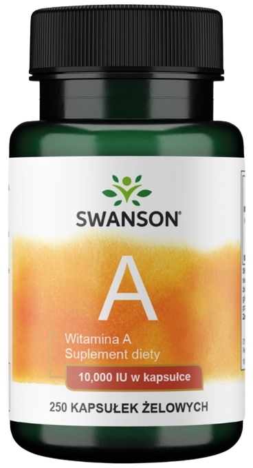 Swanson Witamina A 10.000IU 250kaps. Wzrok Prawidłowa pigmentacja skóry