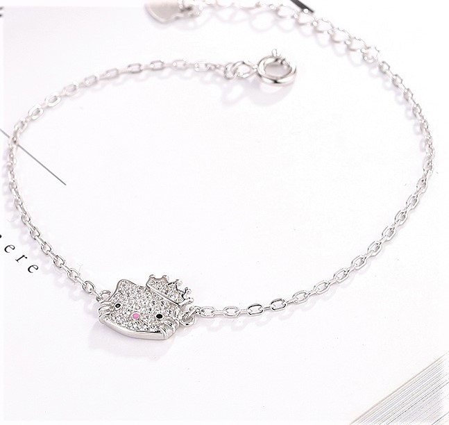 SREBRNA BRANSOLETKA 925 DLA DZIEWCZYNKI KOTEK UROCZY DESIGN