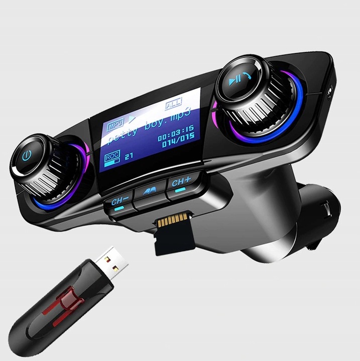 TRANSMITER FM BLUETOOTH 5.0 USB MULTIMEDIALNY 8w1
