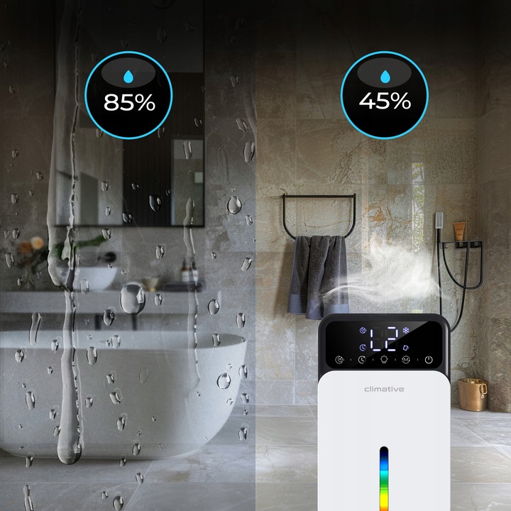 Cichy osuszacz LUXE 1200ml UV + LED wydajny pochłaniacz wilgoci do domu