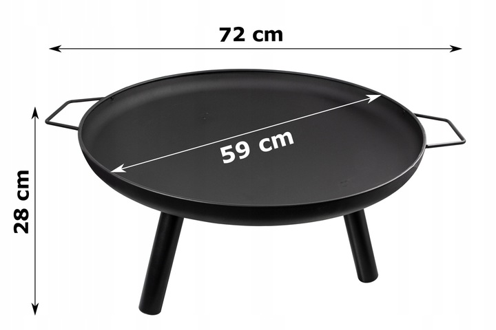 Grill Palenisko Czarne Ogrodowe Misa 58cm Stalowe Solidne Duże Do Ogniska