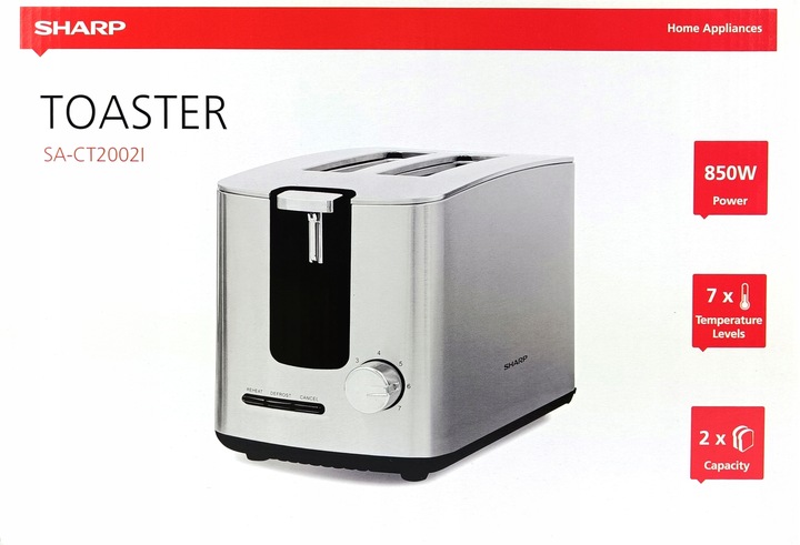 Toster Sharp SA-CT2002I INOX 850W 2 tosty