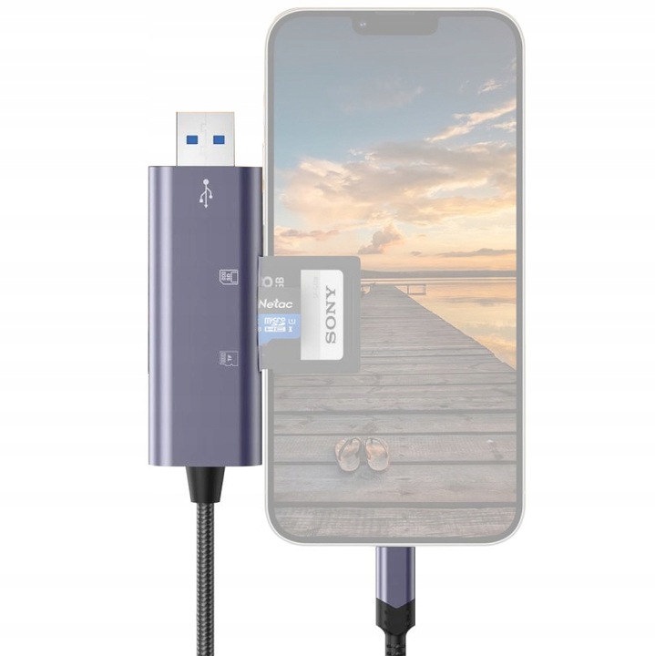 Czytnik zewnętrzny kart SD Tech-Protect Micro SD, ze złączem Lightning, USB